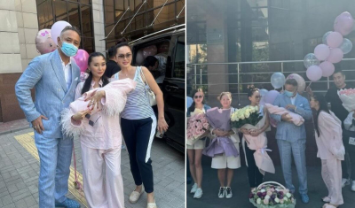 Баян Алагузова поделилась кадрами c выписки из роддома